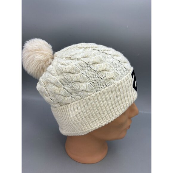 Minnesota Twins MLB New Era Womens Ivory Cable Knit Beanie Pom Cap - Picture 2 of 6